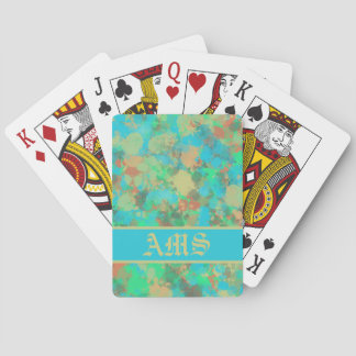 Groene, gele en blauwe druppels abstract pokerkaarten