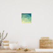 Groene Gele Mandala Inspiratie Harmonie Bloem Poster (Keuken)