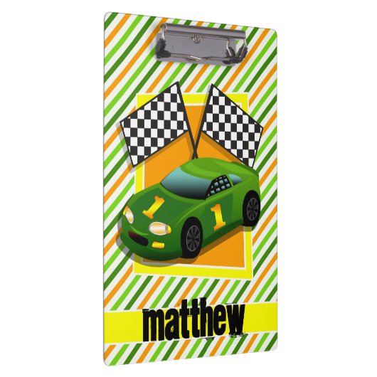 Groene, Gele & Oranje raceauto, Strepen Klembord (Rechts)