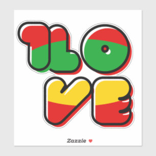 Groene gele rode rata Reggae One Love Sticker
