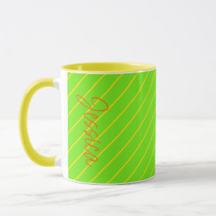 Groene gele strepen Girly moderne minimalistische  Mok
