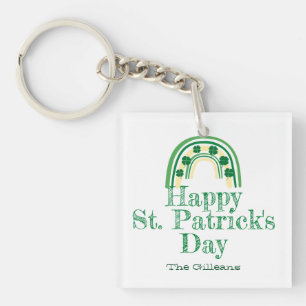 Groene gelukkige Shamrock hoefijzer St. Patrick's  Sleutelhanger
