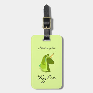 Groene geluks eenhoorn bagagelabel