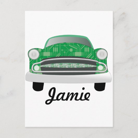 Groene gemiddelde van de geboorte van de auto-boog briefkaart (Voorkant)