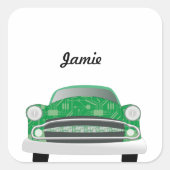 Groene gemiddelde van de geboorte van de auto-boog vierkante sticker (Voorkant)