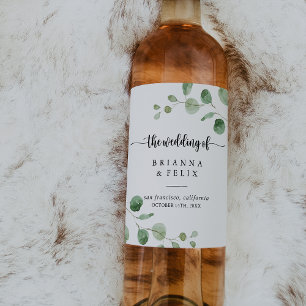 Groene genot Eucalyptus bruiloft wijn labels Etiket