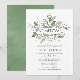 Groene Geometrische Bat Mitzvah Kaart