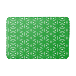 Groene Geometrische Bloemen Abstract Badmat