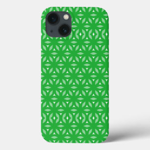 Groene Geometrische Bloemen Abstract iPhone 13 Hoesje