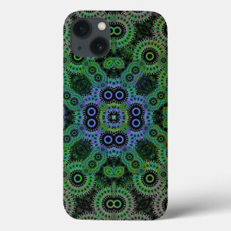 Groene Geometrische Cogs PatroondraagtasMate iPad iPhone 13 Hoesje