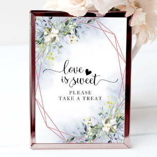 Groene geometrische eucalyptus Love Is Sweet bord Poster