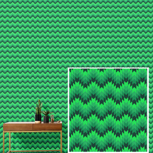 Groene Geometrische Golven Stripes Behang