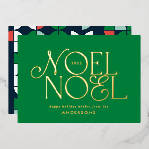 groene geometrische Noel-script elegante modern Folie Feestdagenkaart