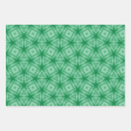 Groene geometrische patronen Paddy Inpakpapier Vel