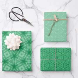 Groene geometrische patronen Paddy Inpakpapier Vel