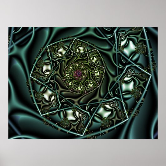 Groene geometrische spiraal poster (Voorkant)