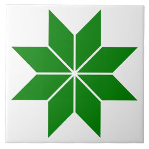 Groene geometrische ster keramische tegel tegeltje