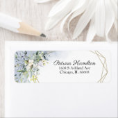 Groene geometrische stoffige blauwe retouradres etiket (Insitu)