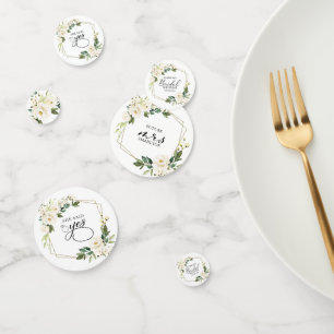 Groene geometrische witte bloemen bruidsdouche confetti