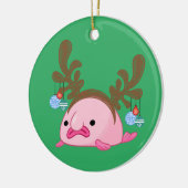 Groene gepersonaliseerde rendiervis keramisch ornament (Links)