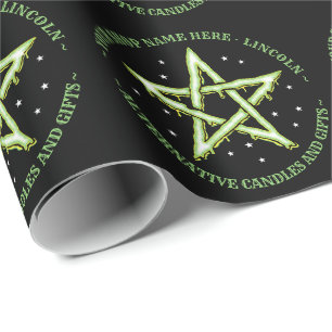 Groene gepersonaliseerde Witchcraft Pentagram Goth Cadeaupapier