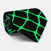 Groene Geripte Visnetten Stropdas (Opgerold)
