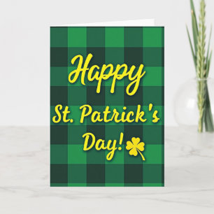 Groene geruite Happy Day kaart