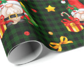 Groene geruite kabouter Sinterklaas Cadeaupapier (Rol Hoek)