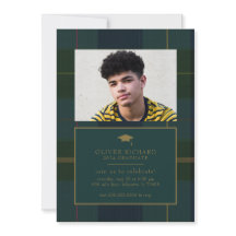 Groene geruite uitnodiging voor afstudeeruitnodigi