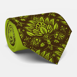 groene gestileerde bloemenprint stropdas