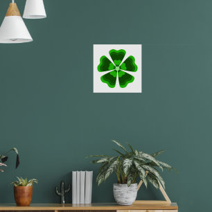 Groene gestileerde retro bloem poster