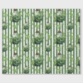 Groene gestreepte fles St. Patrick-dag chic Cadeaupapier (Vlak)