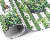 Groene gestreepte fles St. Patrick-dag chic Cadeaupapier (Rol Hoek)