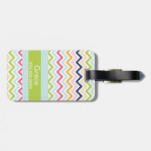 Groene gestreepte monogram bagage label (Achterkant horizontaal)