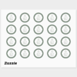 Groene gestreepte preppy cabana-huwelijk ronde sti sticker