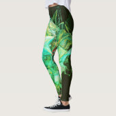 Groene Getinte Abstracte Kleuren op Aangepaste Mod Leggings (Links)