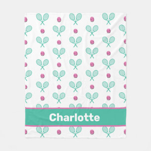 Groene getransneerde tennisrackets met aangepaste fleece deken