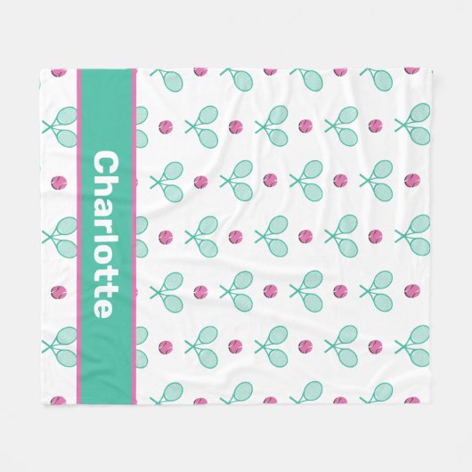 Groene getransneerde tennisrackets met aangepaste fleece deken (Voorkant (Horizontaal))