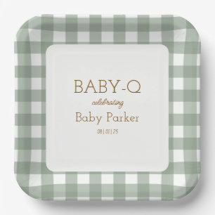 Groene Gingham Baby-Q Vierkante Bord 2