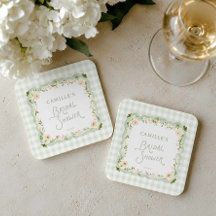 Groene Gingham Bloemige Bruiloftsshower Papieren O