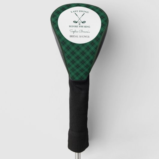 Groene Gingham Bruiloftsshower Golfheadcover (Voorkant)
