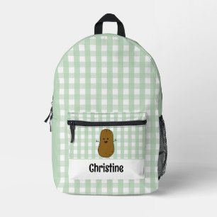 Groene Gingham Bruine Aardappel Op Maat Bedrukte Rugzak