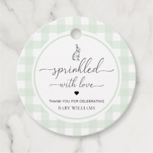Groene Gingham Bunny Rabbit met liefde Bedankjes Labels