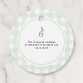 Groene Gingham Bunny Rabbit met liefde Bedankjes Labels (Achterkant)