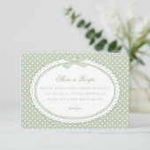 Groene Gingham Coquette Bow Deel een Recept Informatiekaartje (Staand voorkant)