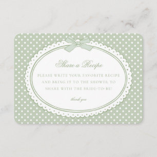 Groene Gingham Coquette Bow Deel een Recept Informatiekaartje