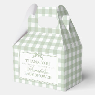 Groene Gingham Coquette Strik Baby Shower Gevel Fa Bedankdoosjes