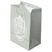 Groene Gingham Coquette Strik Bruidsfeest Favoren Medium Cadeauzakje (Achterkant Gekanteld)