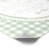 Groene Gingham Coquette Strik Doe Niet Baby Spel Poster (Hoek)
