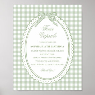 Groene Gingham Coquette Strik Tijdscapsule Spel Poster